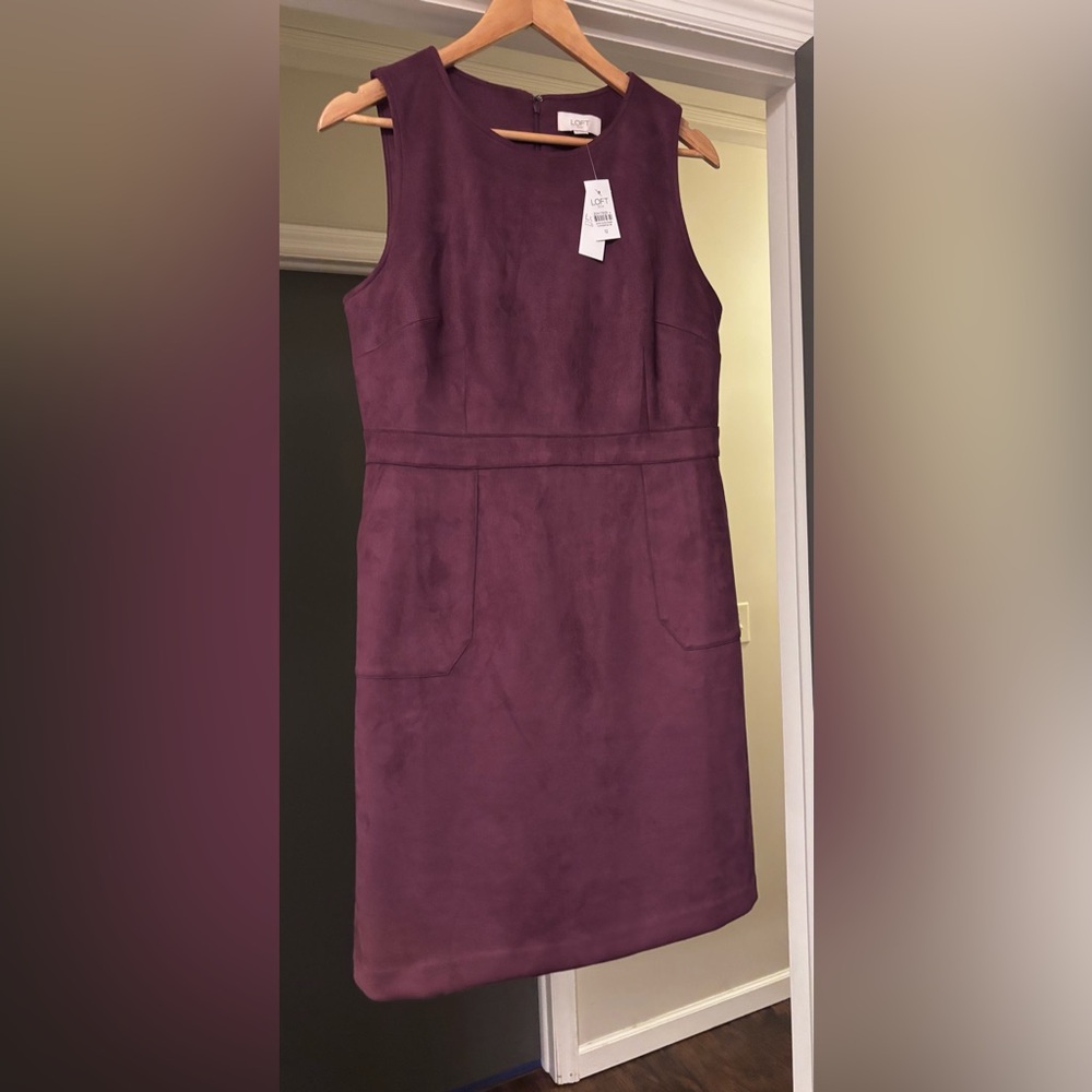 LOFT Plum Faux Suede Sheath Dress - NWT / Size 12